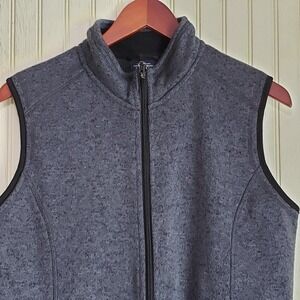 Charles River Apparel Vest Womens Large Gray Fleece Full Zip Pockets Outdoor